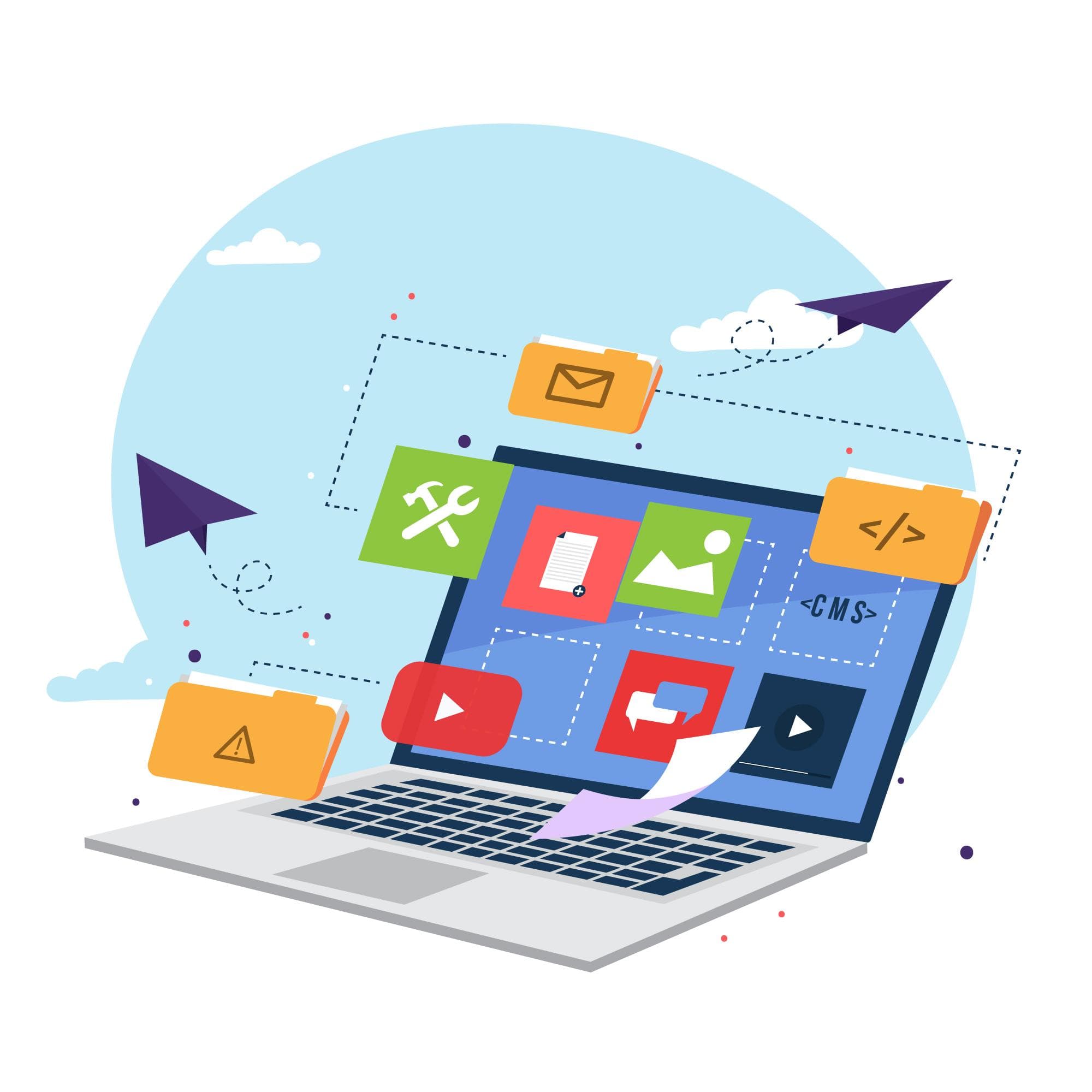 CMS logos: WordPress, Shopify, Custom